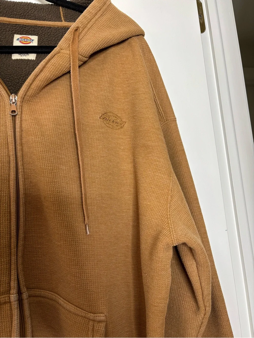 2XL Dickies Men’s Zip-Up Hooded Sweater Jacket in Tan Brown